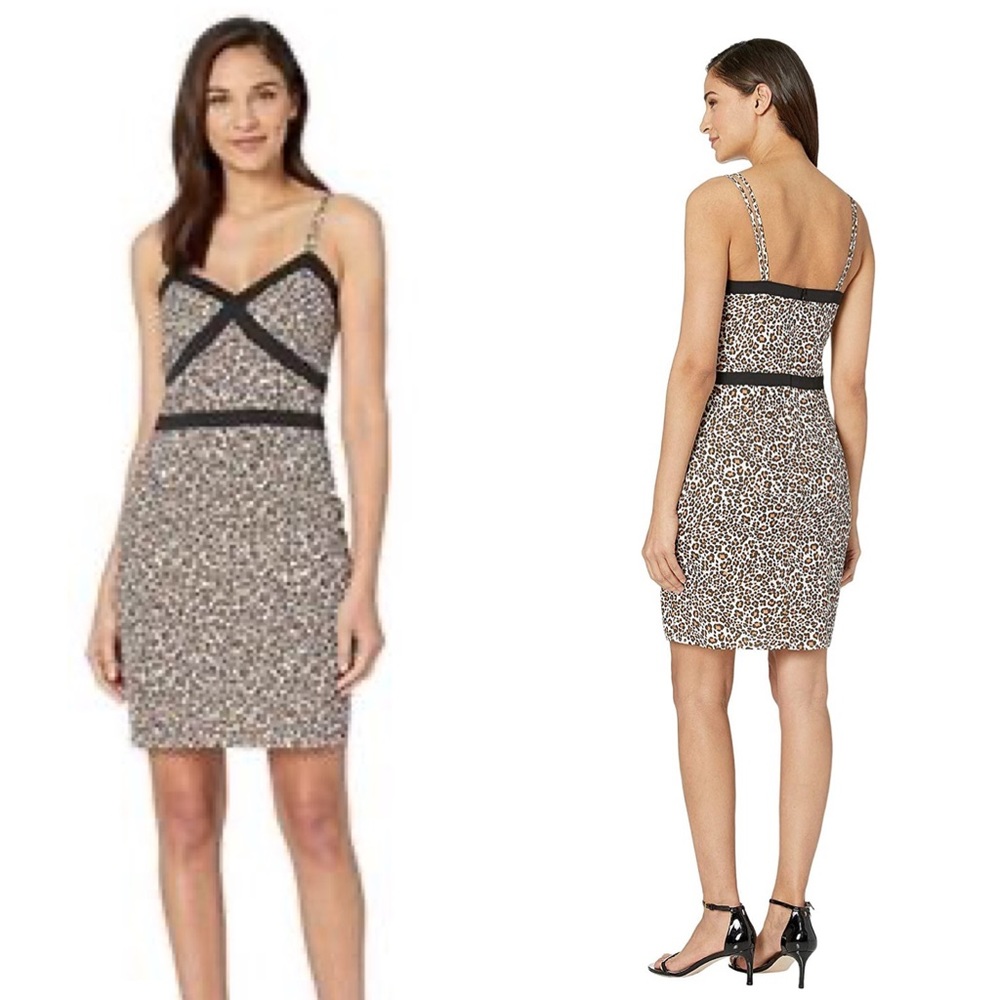 NWT BeBe Leopard Safari Print Cami Mini Dress
